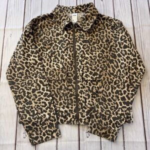 ANKO Leopard Print Utility Jacket Safari Cargo Y2K Streetwear Size 8